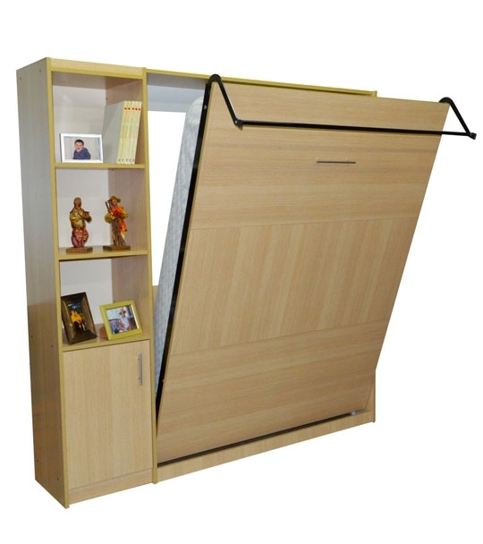 MUEBLE CAMA REBATIBLE 2 PLAZAS COLCHON DE 140 CM CON MODULO LATERAL CON 3 ESTANTES Y PUERTA. SOLICITA COTIZACION