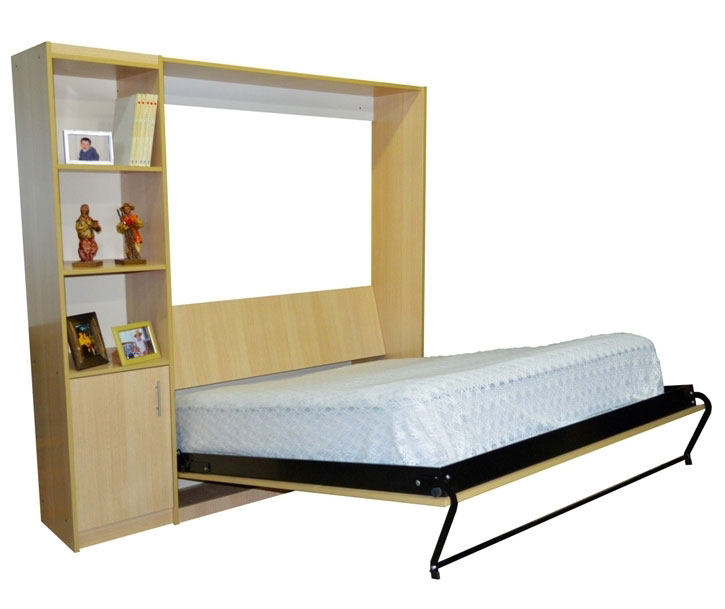MUEBLE CAMA REBATIBLE 2 PLAZAS COLCHON DE 140 CM CON MODULO LATERAL CON 3 ESTANTES Y PUERTA. SOLICITA COTIZACION