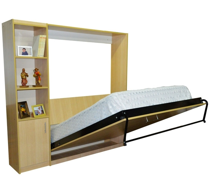 MUEBLE CAMA REBATIBLE 2 PLAZAS COLCHON DE 140 CM CON MODULO LATERAL CON 3 ESTANTES Y PUERTA. SOLICITA COTIZACION