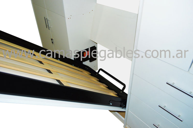 Mueble camas rebatible para 1 plaza con placard vestidor y cajoneras